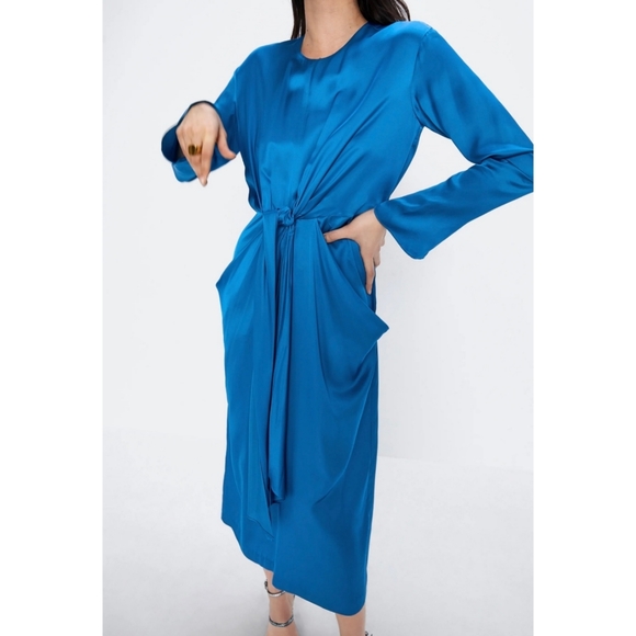 ZARA| Limited Édition Satin Dress With Bow Detail - Picture 3 of 17